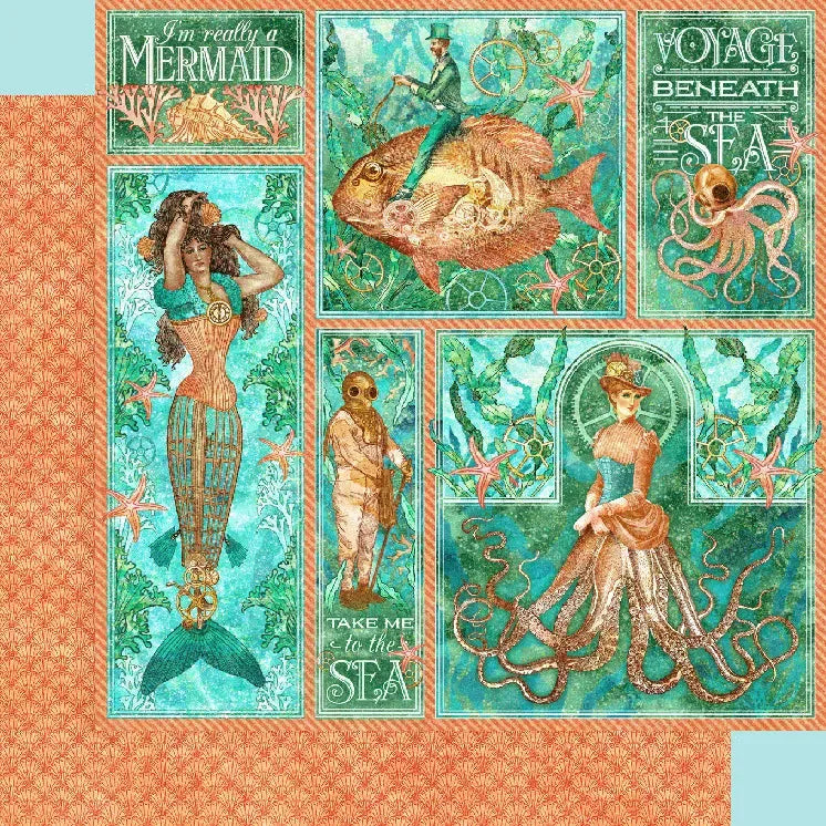 Graphic 45 - Voyage Beneath the Sea Collection - Single Sheets