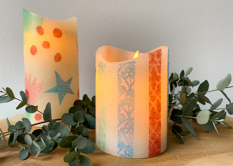 Gelli Arts - Decorating Candles with Gelli Arts® Gel Printed Tissue Paper by Marsha Valk