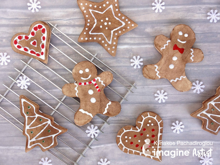 Imagine - Make Gingerbread Ornaments with Clay and Memento Ink