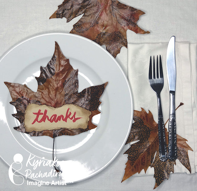 Wow your Dinner Guests with Stylist Hand Stamped Autumn Leaves