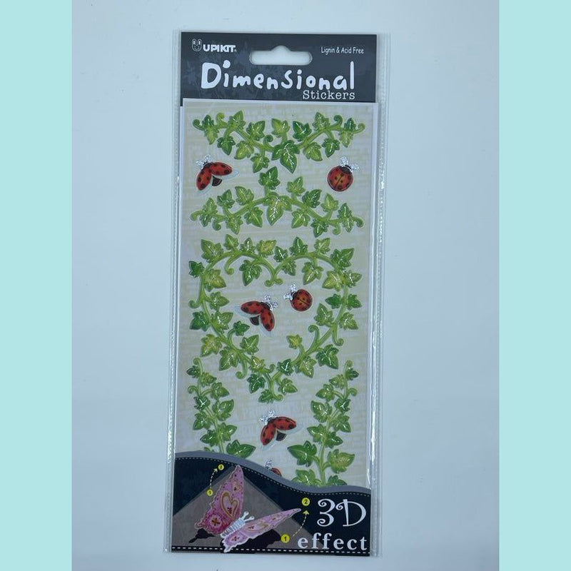 Upikit 3D Dimensional Stickers - Vine & Ladybug - 11 pce