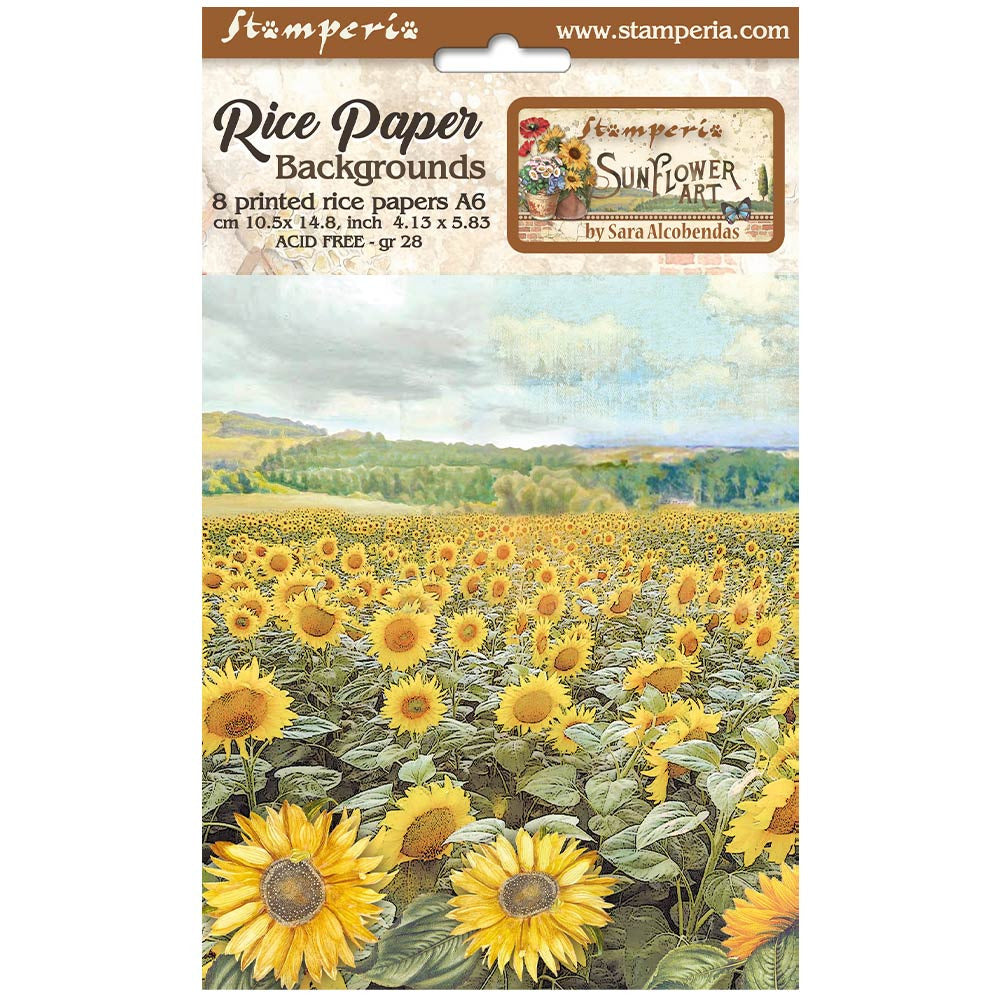 Stamperia - Sunflower Art - Backgrounds A6 Rice Paper Pack