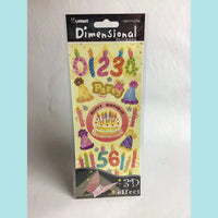 Upikit 3D Dimensional Stickers - Happy Birthday Theme - 30 pce