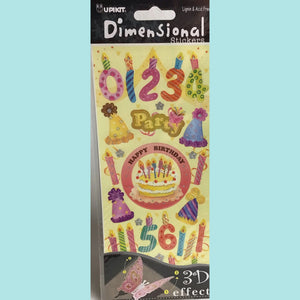 Upikit 3D Dimensional Stickers - Happy Birthday Theme - 30 pce