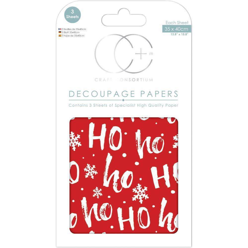 Craft Consortium - Decoupage Papers - Christmas - Ho, Ho, Ho