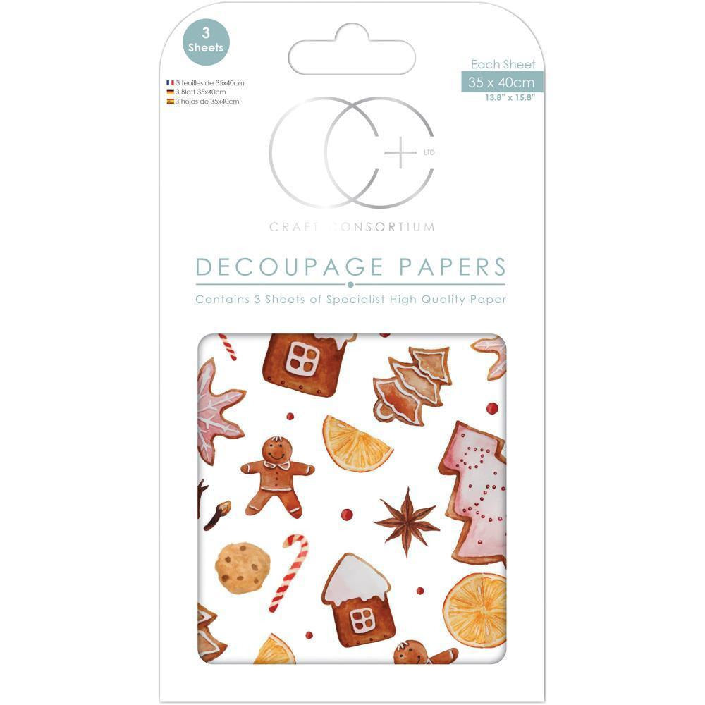 Craft Consortium - Decoupage Papers - Christmas - Gingerbread