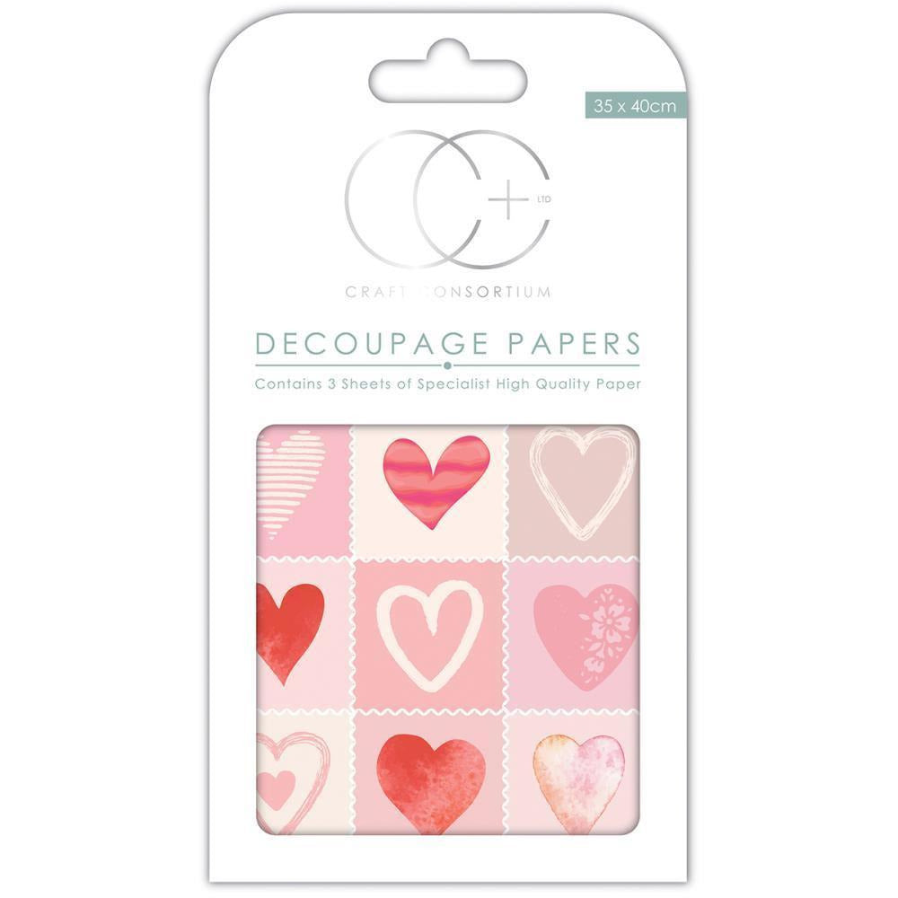 Craft Consortium - Love Hearts - Decoupage Papers