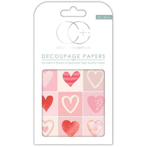 Craft Consortium - Love Hearts - Decoupage Papers