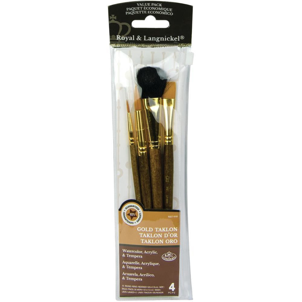Taklon Paint Brushes - Gold Taklon Value Pack Brush Set 4pc