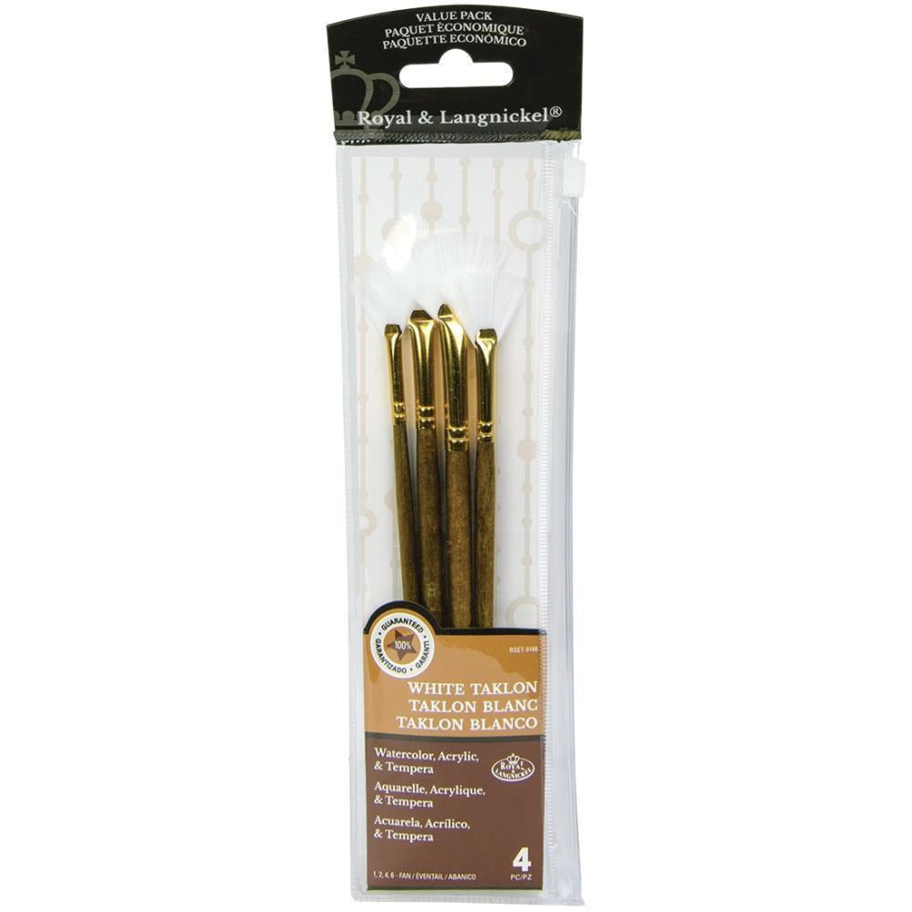 Taklon Paint Brushes - White Taklon Value Pack Brush Set 4pc