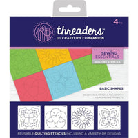 Crafter's Companion - Threaders Quilt Stencil 4/Pkg - Basic Shapes