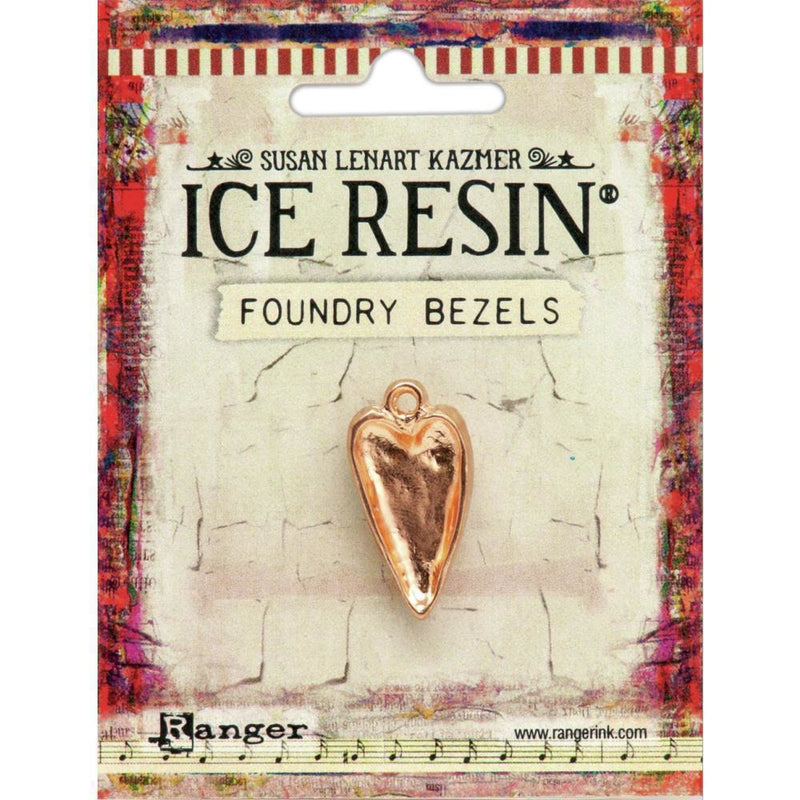 Wheat Ice Resin Foundry Bezel Collection - Rose Gold Hammered Heart
