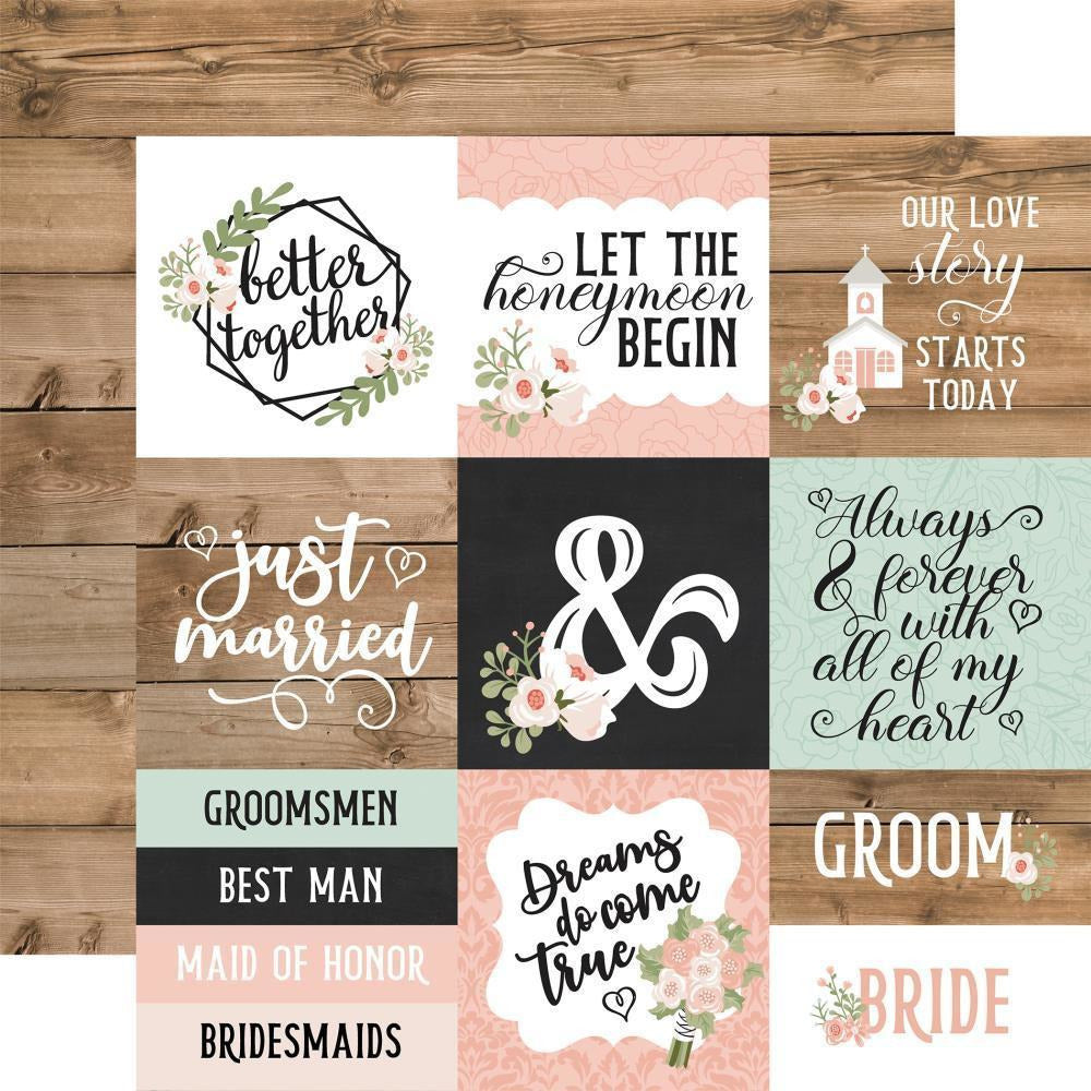 Echo Park - Our Wedding Double-Sided Cardstock - 4"X4" Journaling Cards