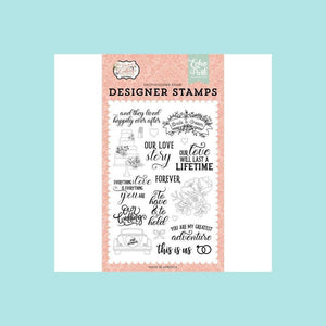 White Smoke Echo Park Paper - Our Love Story Designer Stamps