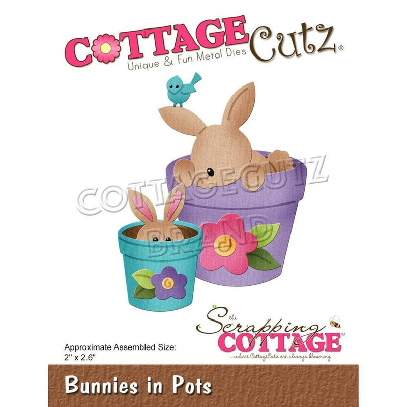 CottageCutz Die - Bunnies In Pots