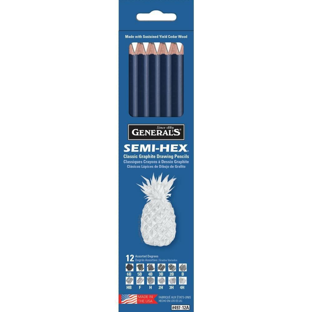 General's - Semi-Hex Graphite Drawing Pencils 12/Pkg