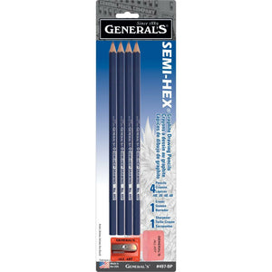 General's - Semi-Hex Graphite Drawing Pencils 4/Pkg - HB, 2B, 4B, & 6B