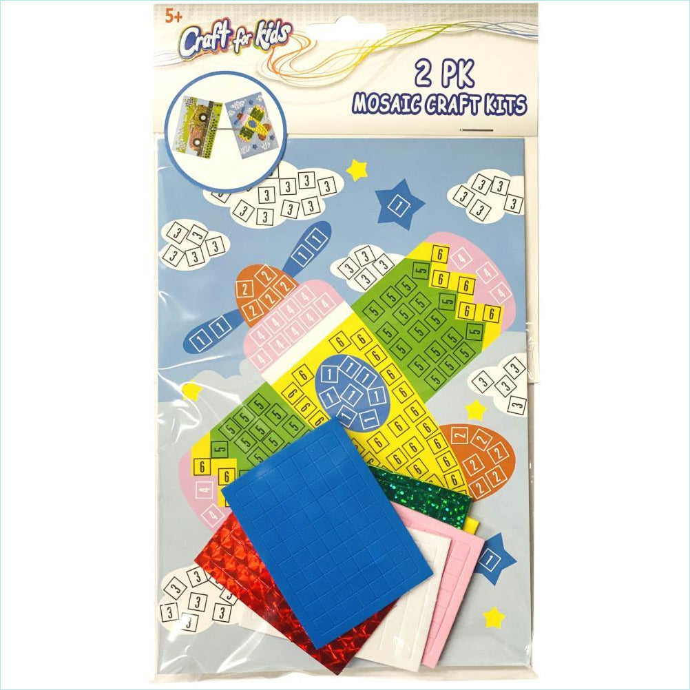 Craft For Kids Imports - Mosaic Craft Kit 2/Pkg - Plane/Car