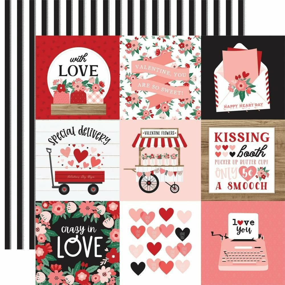 Dark Slate Gray Echo Park Paper - Hello Valentine Cardstock Stickers 12"X12"