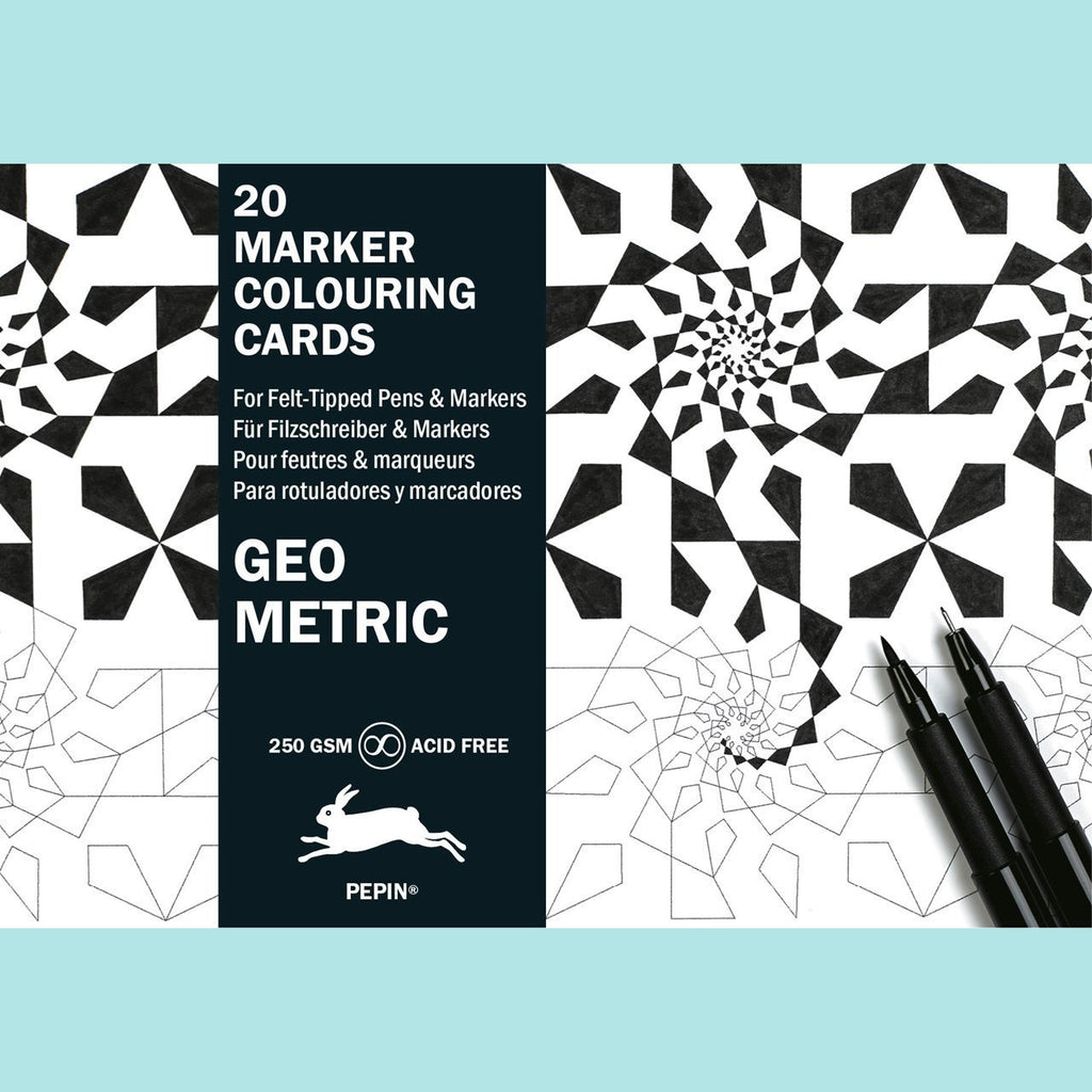 Black Geometric - Pepin Marker Colouring Cards