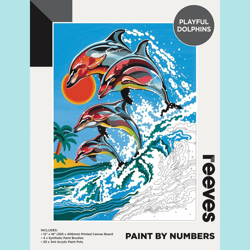 Reeves Large Painting By Numbers - Playful Dolphins