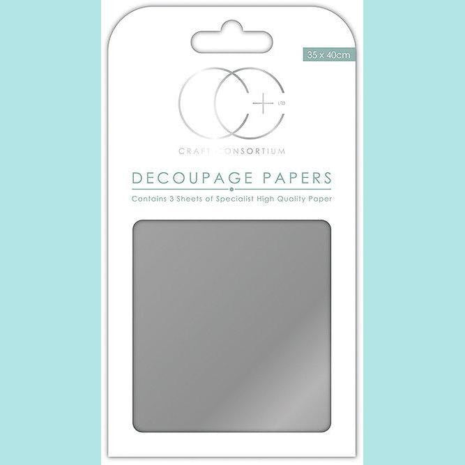 Craft Consortium - Decoupage Papers METALLIC SILVER