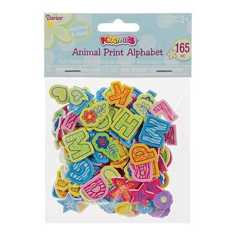 Darice -  Foamies Stickers - Animal Print Alphabet - Assorted Colours and Sizes - 165 pieces
