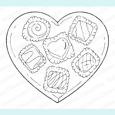 Impression Obsession - Chocolate Heart Box Cling Stamp