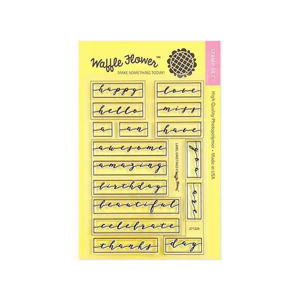 Waffle Flower - Label Greetings Stamp and Die
