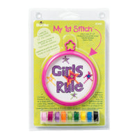 Bucilla - My 1st Stitch Mini Counted Cross Stitch Kit 3" Round - Girls Rule (14 Count)