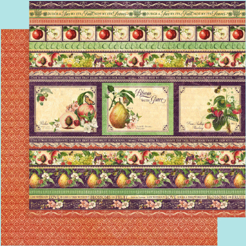 Powder Blue Graphic 45 - Fruit & Flora 12"x 12" Single Sheets