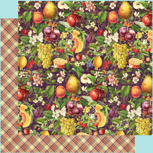 Dim Gray Graphic 45 - Fruit & Flora 12"x 12" Single Sheets