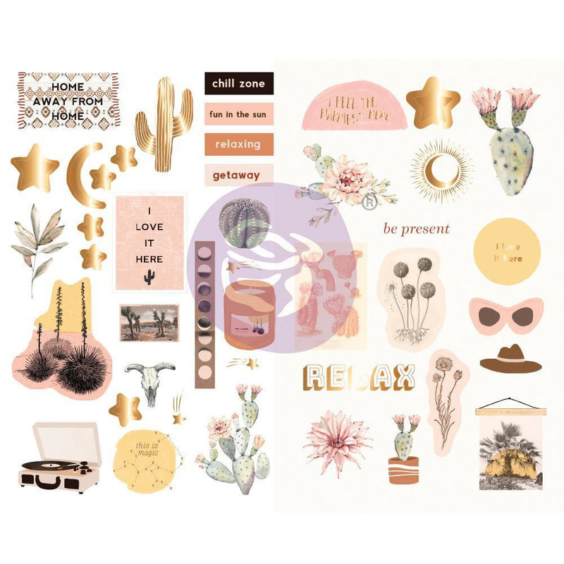 Prima Marketing - Golden Desert Collection Chipboard Stickers - 42 pcs with foil details