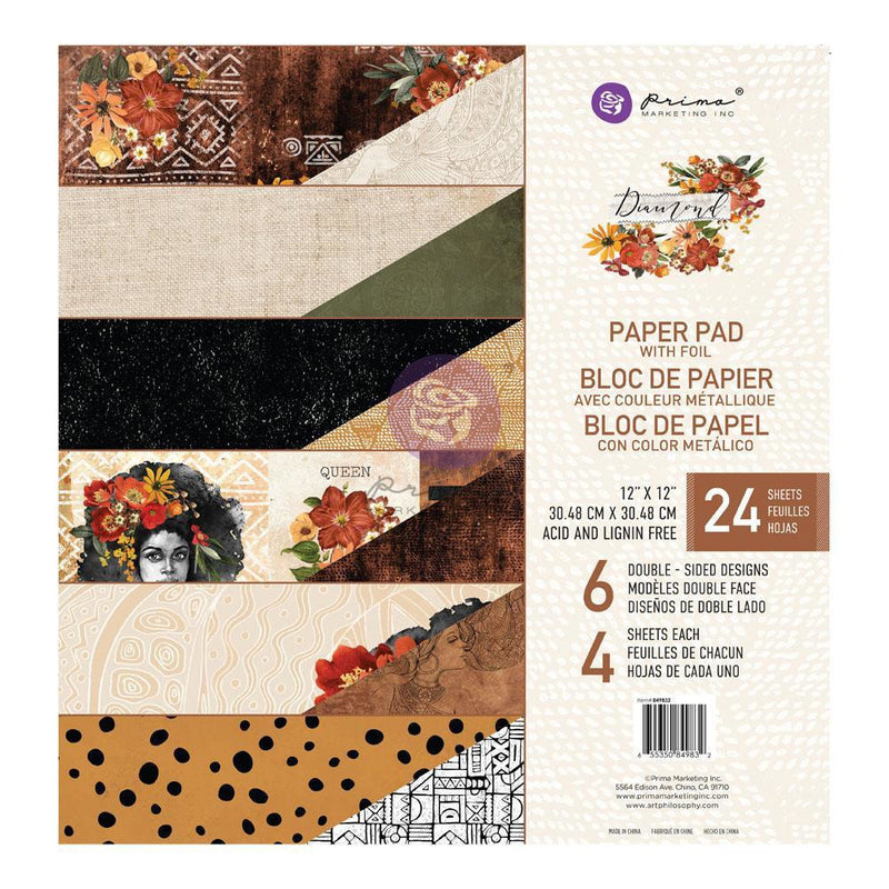 Prima Marketing - Diamond Collection 12x12 Paper Pad - 24 sheets with foil details