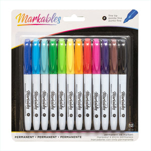 American Crafts - Markables Permanent Markers - 12/Pkg-Assorted Colors