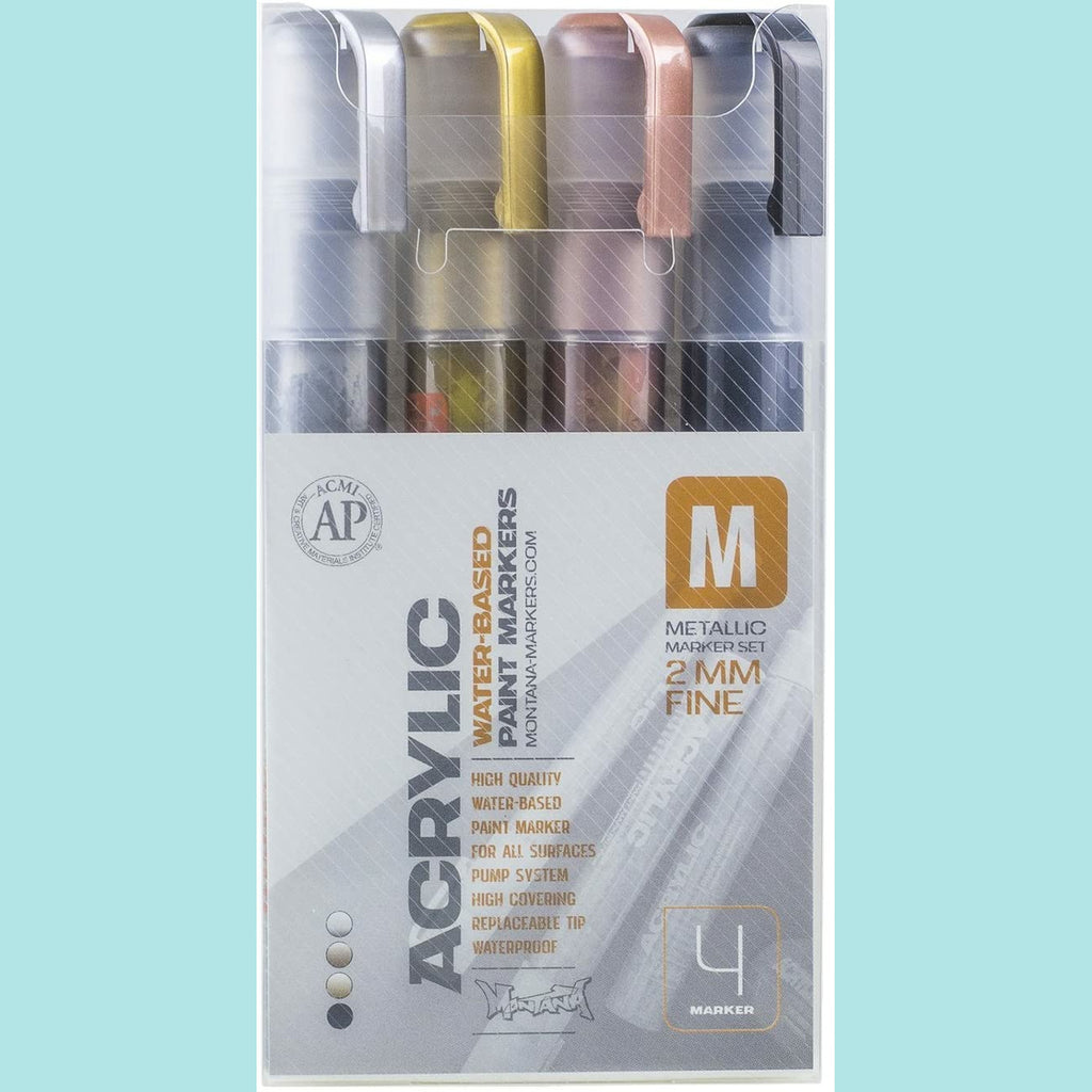 Montana Acrylic Water- Based Markers 2mm Set Metallic - 4 pack