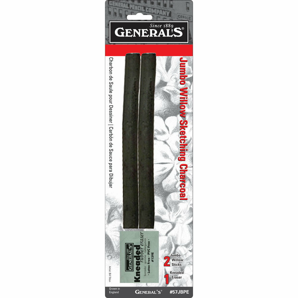 General's Jumbo Willow Sketching Charcoal with Eraser