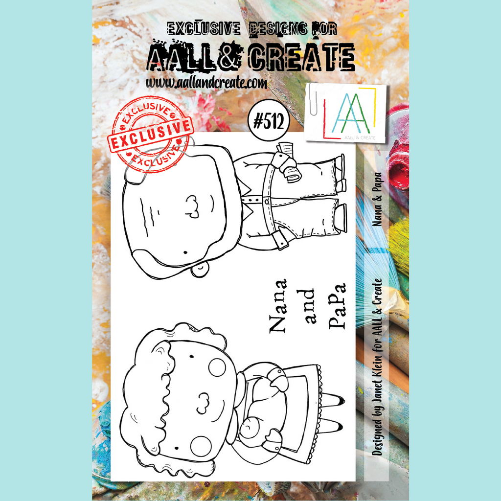 Powder Blue AALL & Create - A7 Stamps Set #512 - Nana and Papa