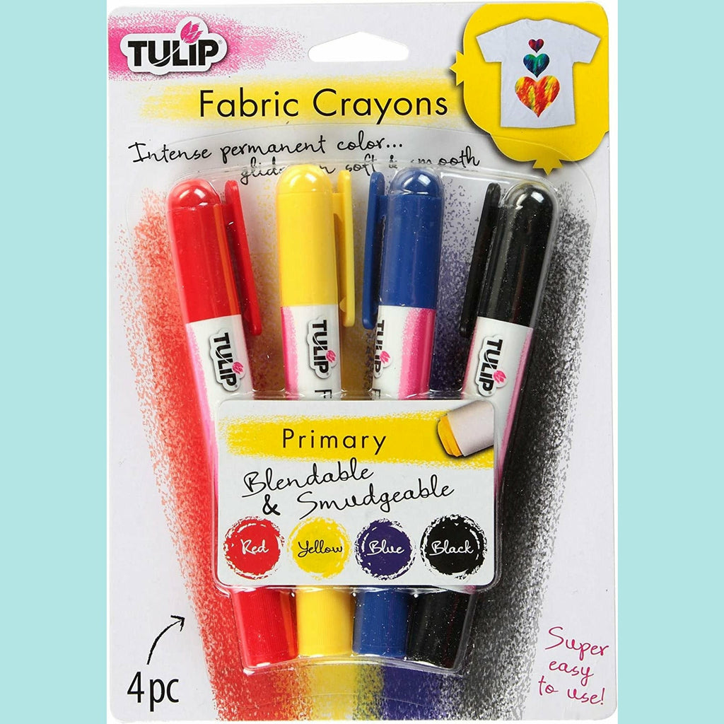 Tulip Fabric Fun Crayons - Primary Colours - 4 pack