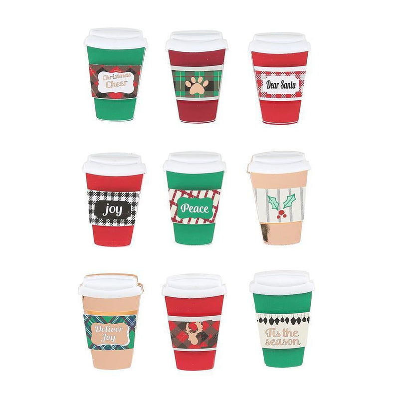 Spellbinders - Christmas Cheer Coffee Cup - Chipboard Embellishments