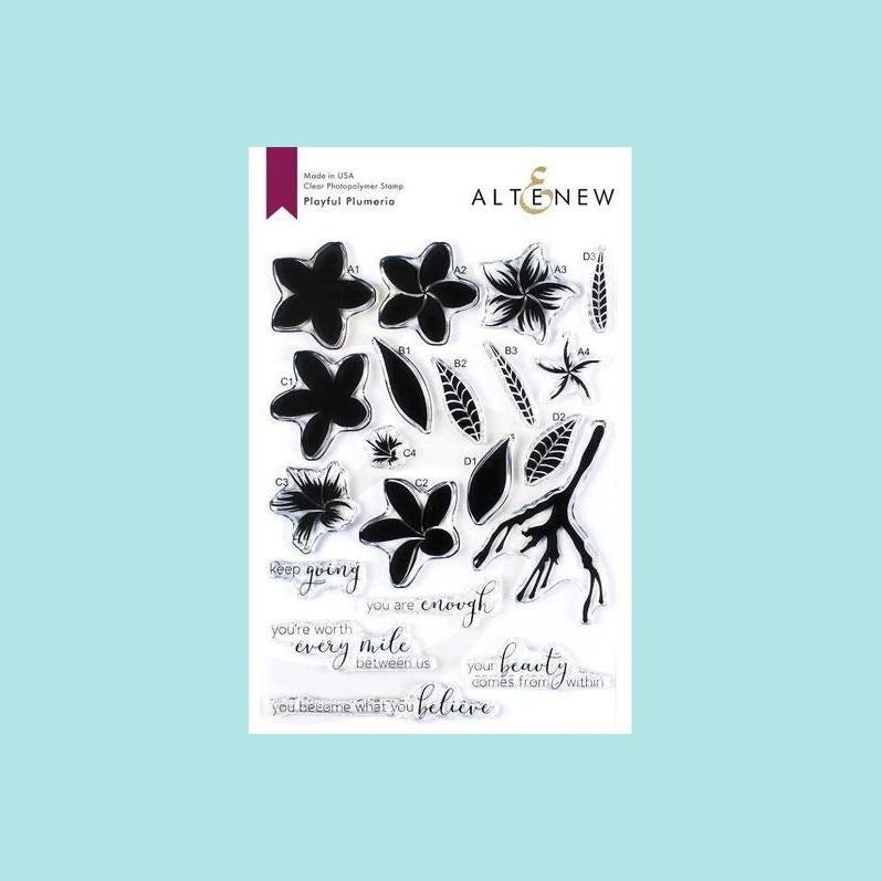 White Smoke Altenew - Playful Plumeria - Stamp, Die and Mask Stencil