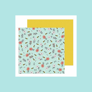 American Crafts - Pebbles - Jen Hadfield - Hey Hello - 12x12 Double Sided Papers BEE BLOSSOMS