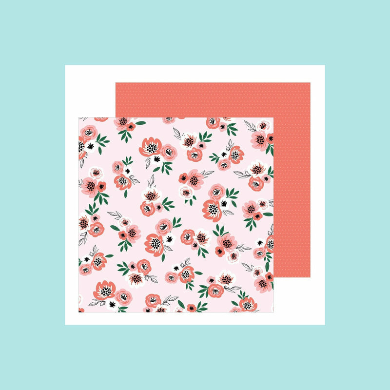 American Crafts - Pebbles - Jen Hadfield - Hey Hello - 12x12 Double Sided Papers BLUSHING BLOSSOMS