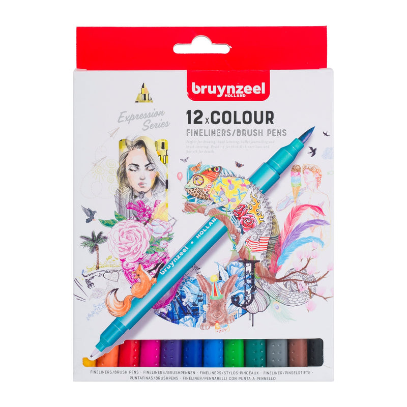 Bruynzeel - Brush Pen Fineliner Set SET 12