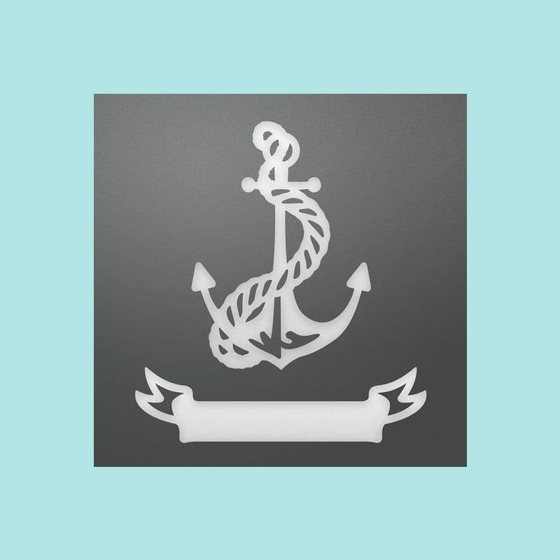 Dim Gray Couture Creations Sea Breeze Collection Decorative Tied Anchor & Banner Dies