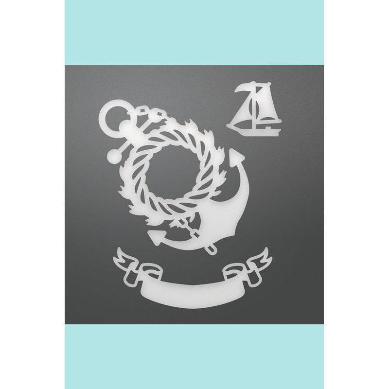 Couture Creations Sea Breeze Collection Decorative Wreathed Anchor & Banner Die 