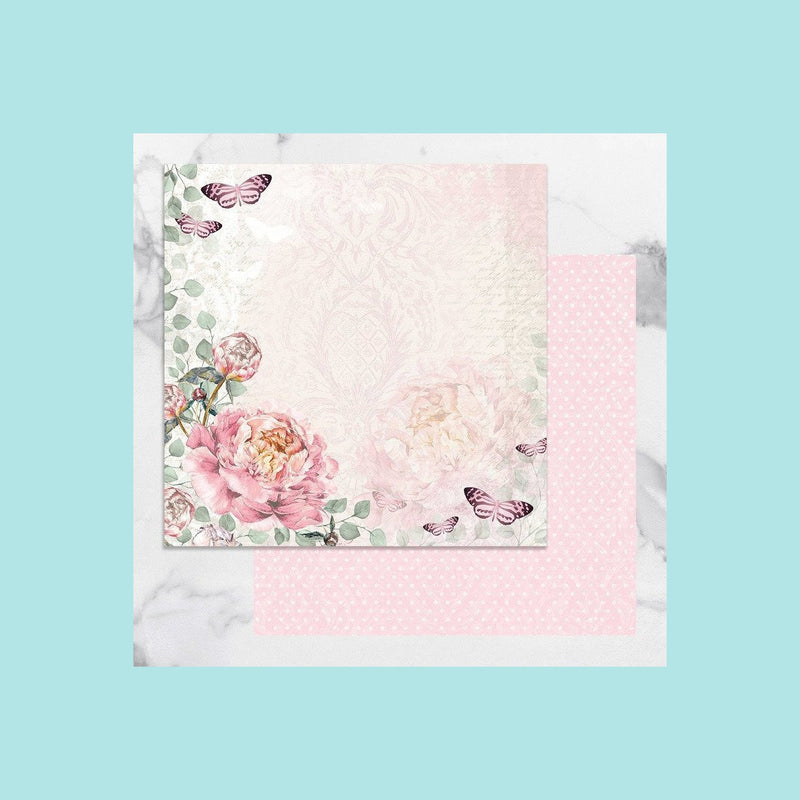 Misty Rose Couture Creations - Peaceful Peonies - 12 x 12 in Double Sided Designer Paper