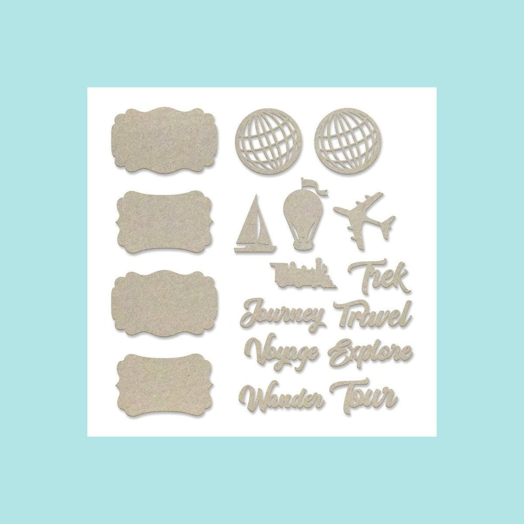 White Smoke Couture Creations - New Adventures - Chipboard Set - Travel Elements