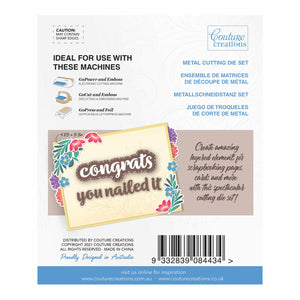 Couture Creations - Cutting Die - Homely Florals - Congrats Sentiment Set