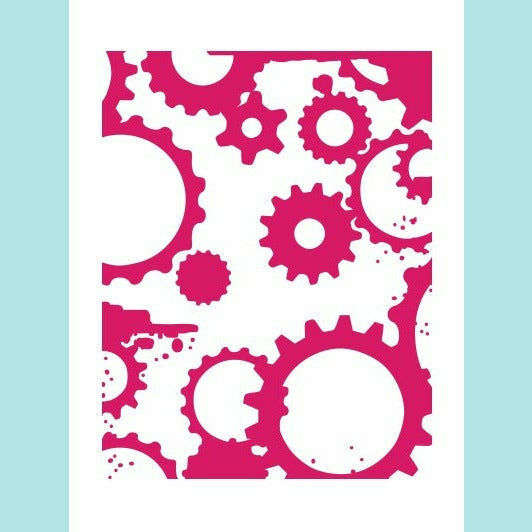 Powder Blue Couture Creations - Embossing Folder - Mikashet Collection A2 Grungy Cogs N Gears